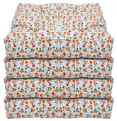 Kuber Industries Flower Printed Microfiber Square Chair Pad Seat Cushion for Rocking Chair, Office Chair, Dinning Chair, Indoor/Outdoor, 18 * 18 Inch- Pack of 4 (White), Standard